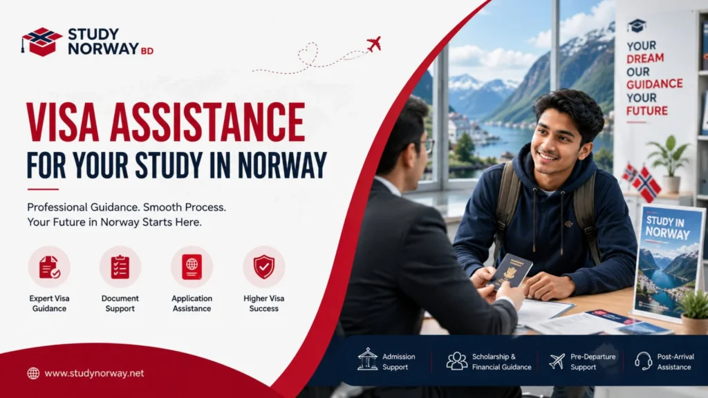Norway Student Visa Assistance from Bangladesh – Expert guidance for Bangladeshi students applying for a Norway student residence permit, university admission, and visa documentation.